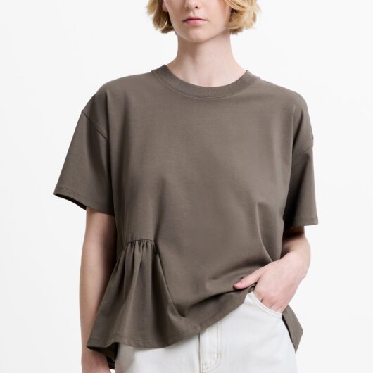 Rallie Asymmetric Peplum T-Shirt Vintage Khaki Green