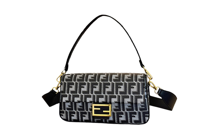 Unisex Black Designer Baguette Leather Crossbody Bag | Wowcher